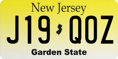 NJ license plate J19QOZ