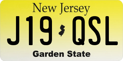 NJ license plate J19QSL