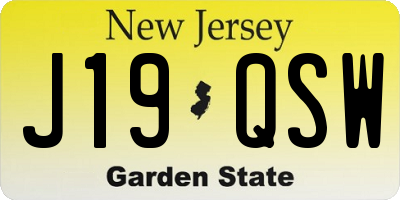NJ license plate J19QSW