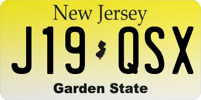 NJ license plate J19QSX