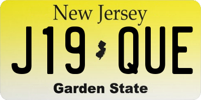 NJ license plate J19QUE