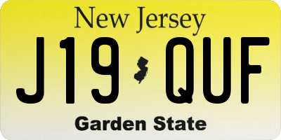 NJ license plate J19QUF