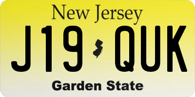NJ license plate J19QUK