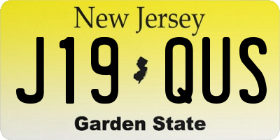 NJ license plate J19QUS