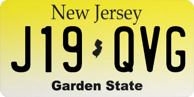 NJ license plate J19QVG