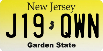 NJ license plate J19QWN