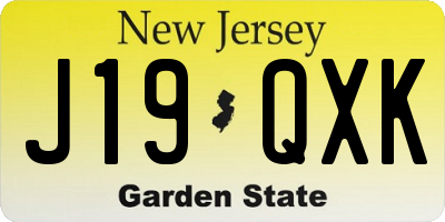 NJ license plate J19QXK