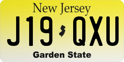 NJ license plate J19QXU