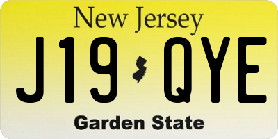 NJ license plate J19QYE