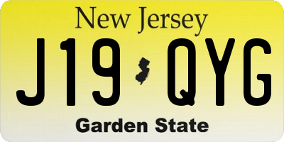 NJ license plate J19QYG