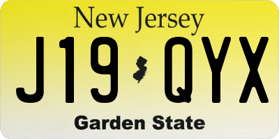 NJ license plate J19QYX