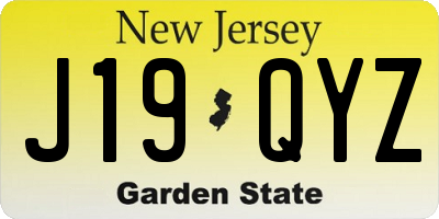 NJ license plate J19QYZ