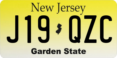 NJ license plate J19QZC