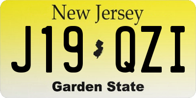 NJ license plate J19QZI