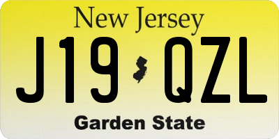 NJ license plate J19QZL