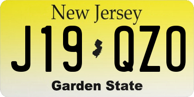 NJ license plate J19QZO