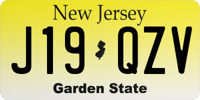 NJ license plate J19QZV