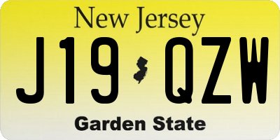 NJ license plate J19QZW