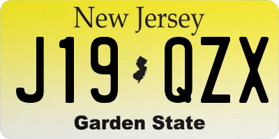 NJ license plate J19QZX
