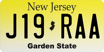 NJ license plate J19RAA