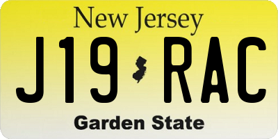 NJ license plate J19RAC