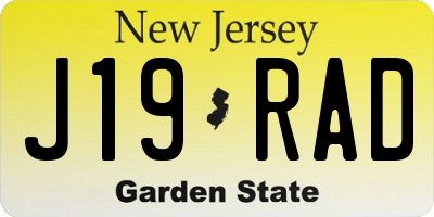NJ license plate J19RAD