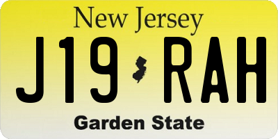 NJ license plate J19RAH