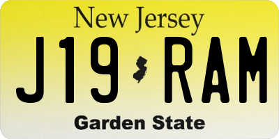 NJ license plate J19RAM