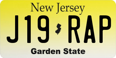 NJ license plate J19RAP