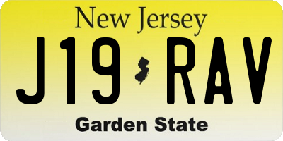 NJ license plate J19RAV
