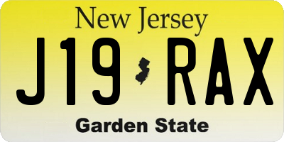 NJ license plate J19RAX