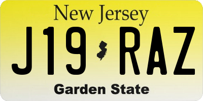 NJ license plate J19RAZ