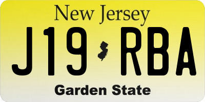NJ license plate J19RBA