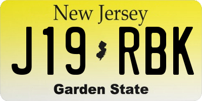 NJ license plate J19RBK