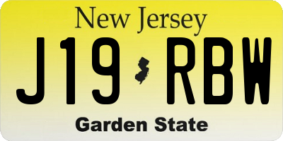 NJ license plate J19RBW