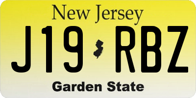 NJ license plate J19RBZ