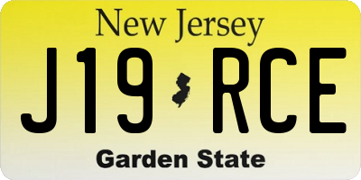 NJ license plate J19RCE