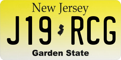 NJ license plate J19RCG