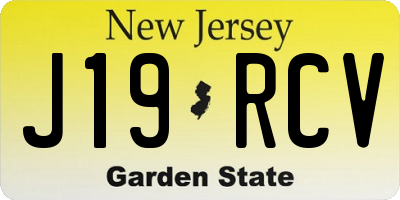 NJ license plate J19RCV