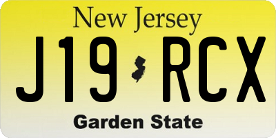 NJ license plate J19RCX