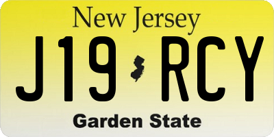 NJ license plate J19RCY