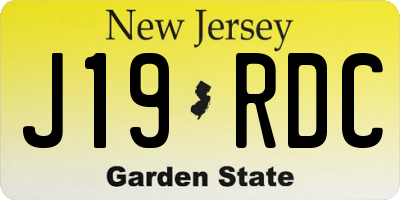 NJ license plate J19RDC