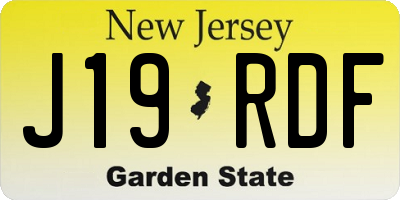 NJ license plate J19RDF