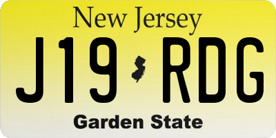 NJ license plate J19RDG