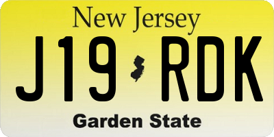 NJ license plate J19RDK