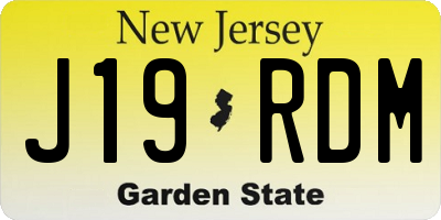 NJ license plate J19RDM