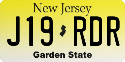 NJ license plate J19RDR