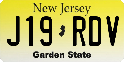 NJ license plate J19RDV