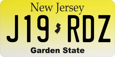 NJ license plate J19RDZ