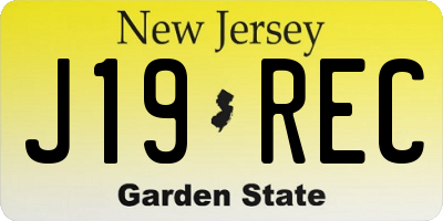 NJ license plate J19REC